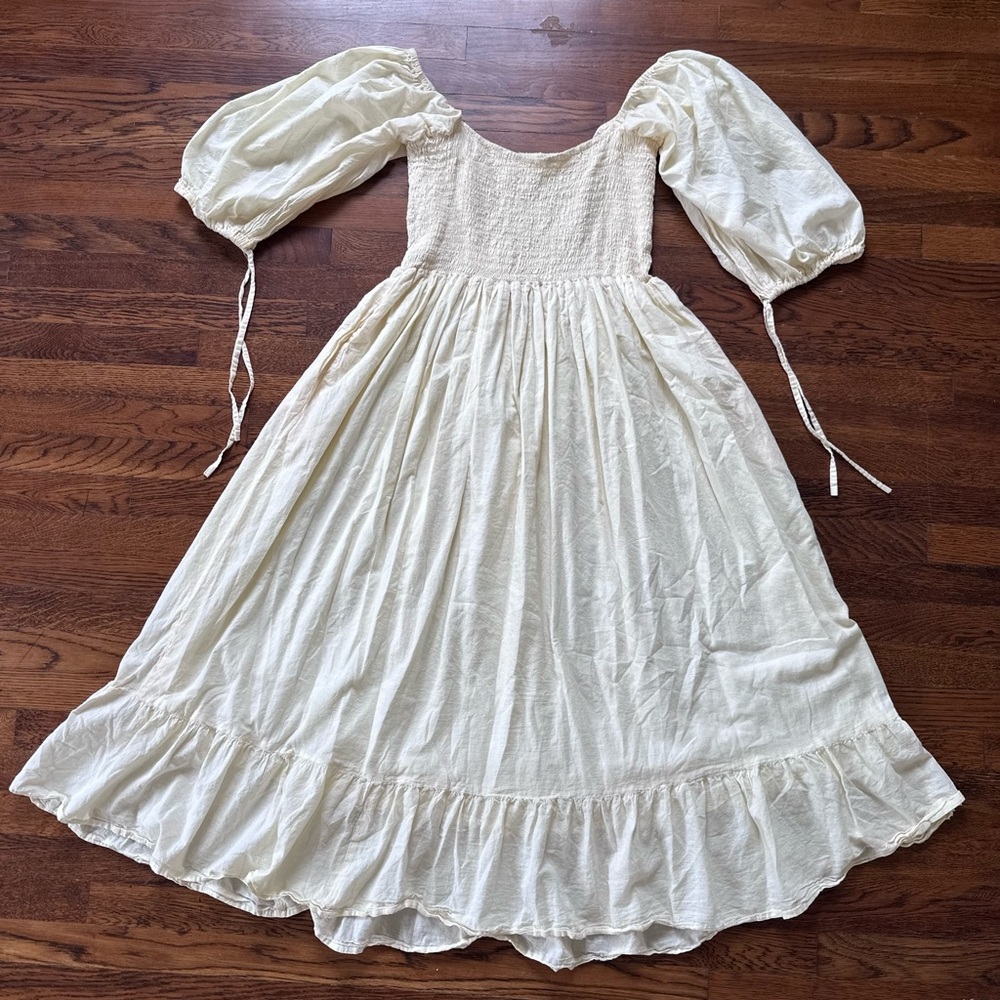 Honeydove vintage smock dress butter white medium